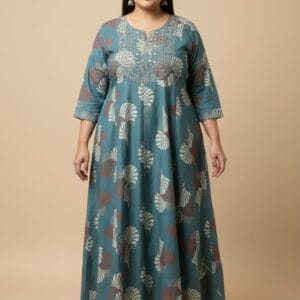 Grey Colored cotton Anarkali