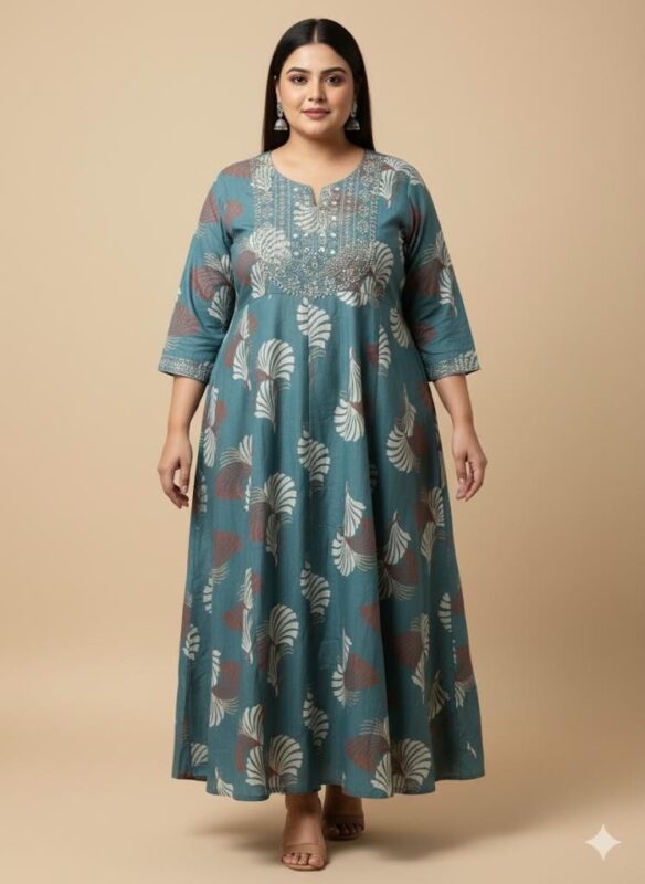 Grey Colored cotton Anarkali