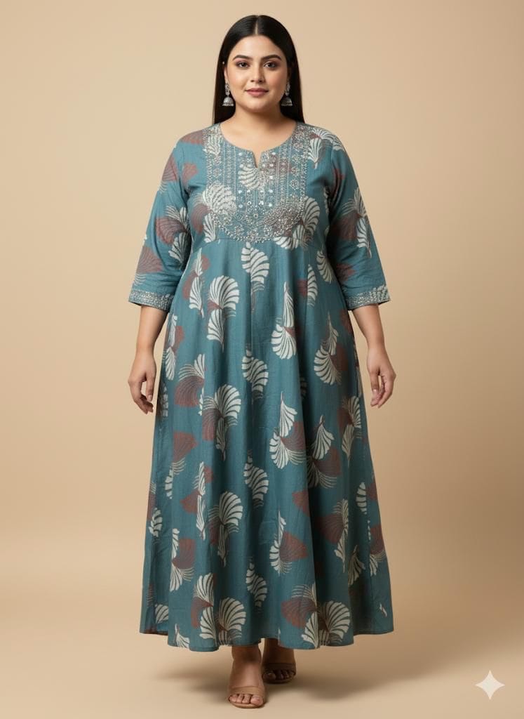 Grey Colored cotton Anarkali