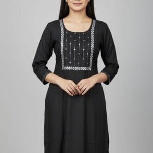 Embroidered Mirror Work Casual Kurti