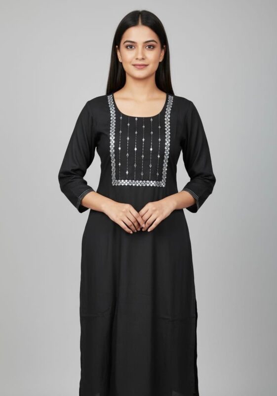 Embroidered Mirror Work Casual Kurti