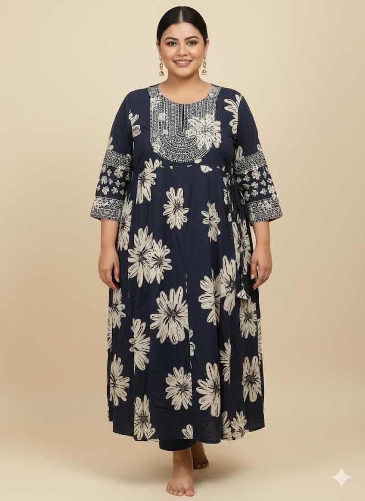 Elegant Plus size floral Anarkali