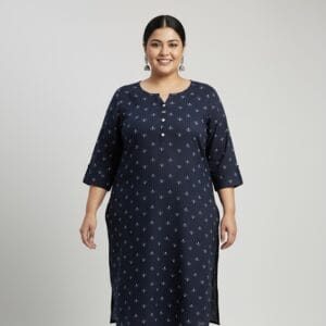 Navy Blue Casual Plus Size Kurti