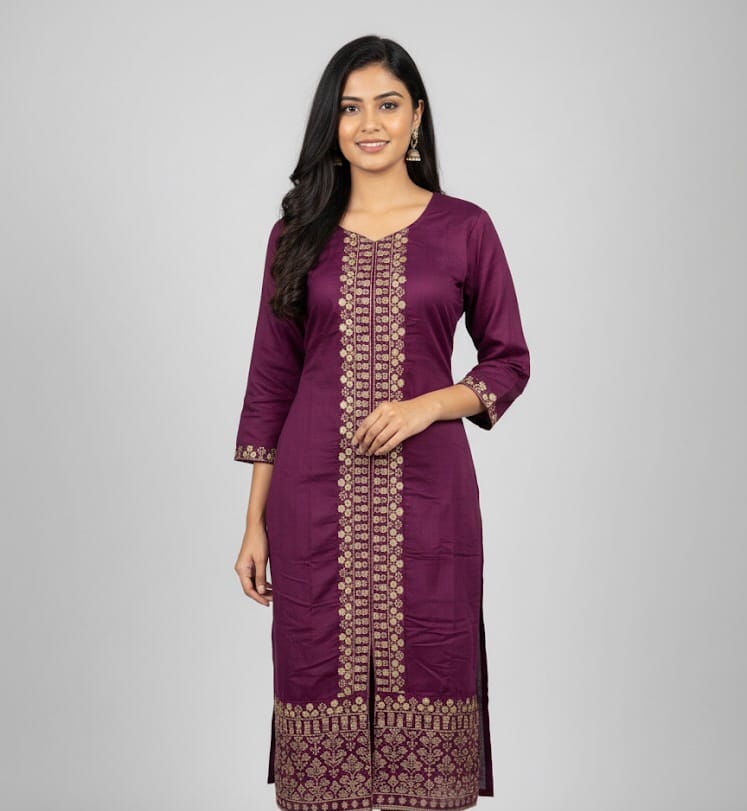 Royal Plum Glow Traditional Kurti