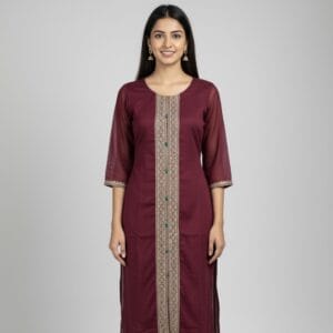 Imperial Purple – Gold Embroidered Kurti