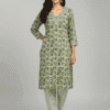 Mint Mist Printed Cotton Kurti Set