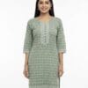 Charm Embroidered Mint Green Casual Wear