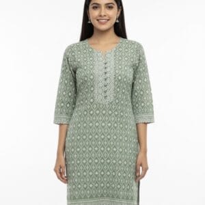 Charm Embroidered Mint Green Casual Wear