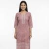 Pink Embroidered Casual Kurti