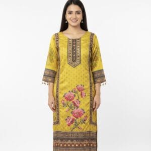 Sunrose Charm – Yellow Tassel Kurti Set