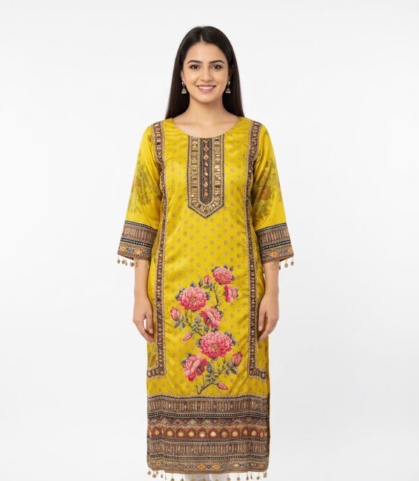 Sunrose Charm – Yellow Tassel Kurti Set
