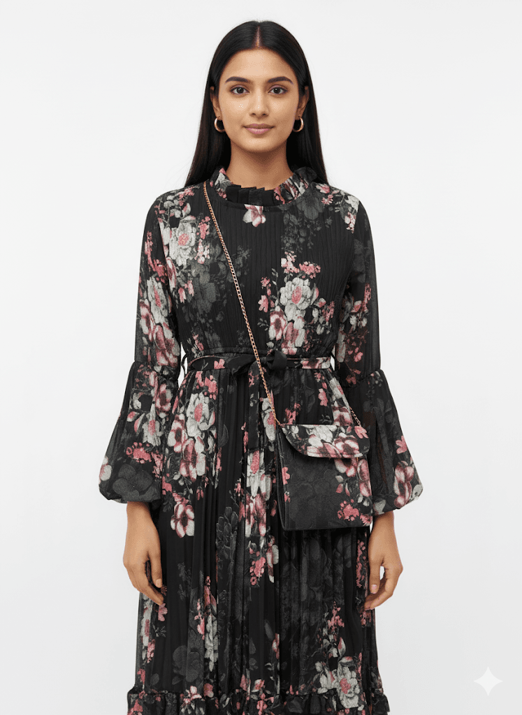 Black Printed Fancy Frock