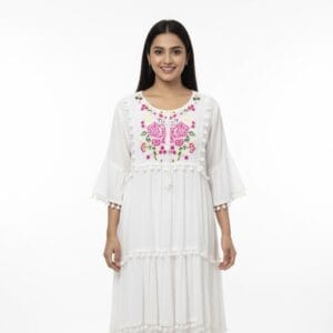 White Embroidered Western Wear
