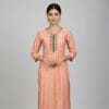 Peach Embroidered Casual Kurti