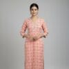 Block Print V Neck Casual Kurti