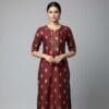 Maroon Embroidered Casual kurti