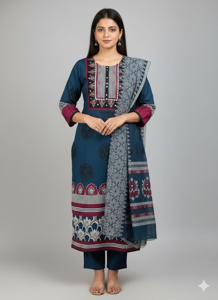 Kalamkari Print Cotton Ethnic Wear