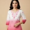 Pink Chikankary Short Kurti