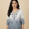Grey Chikankary Short Kurti