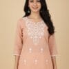 Peach Embroided Short Kurti