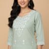Mint Green Embroided Short Kurti