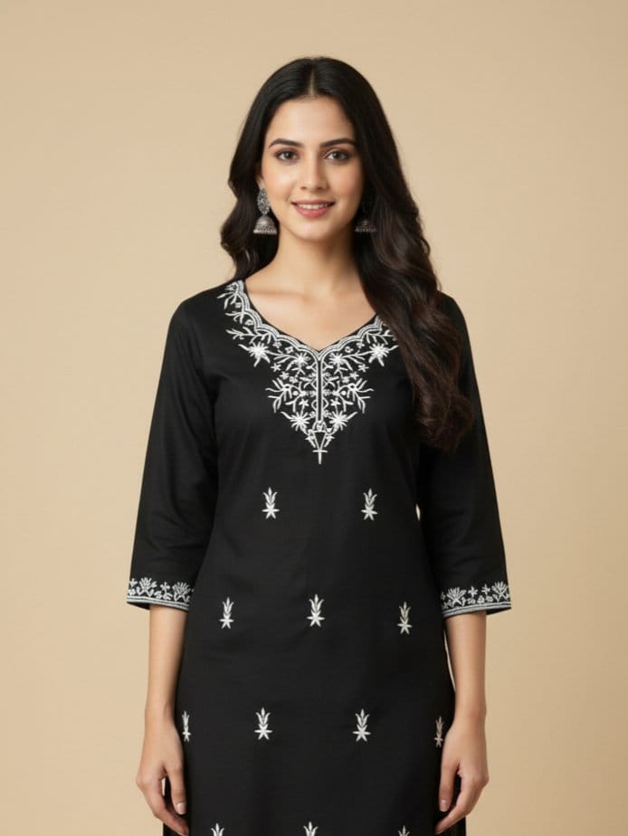 Black Embroided Short Kurti