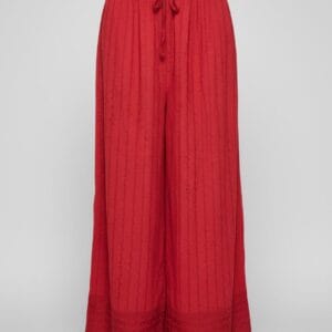 Red Embroidered Plazzo Pants