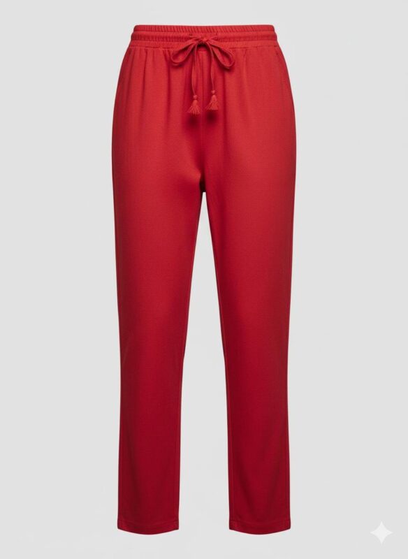Red Stretchable Pencil Cut Pants
