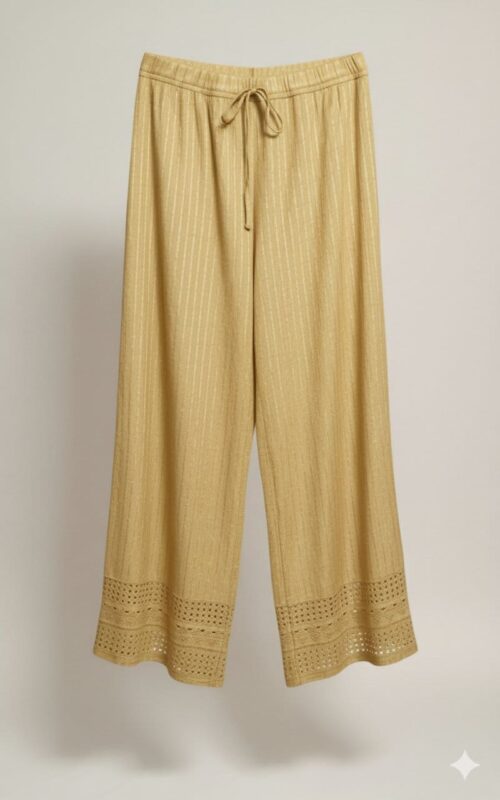 Skin Color Embroidered Plazzo Pants