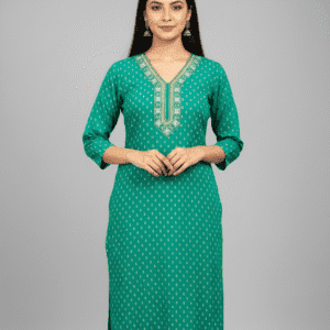 Sea Green Embroidered Casual Wear