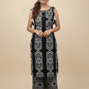 Sleeveless Black And White Co-ord Set