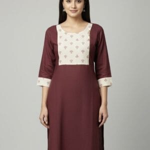Maroon plain casual wear kurti