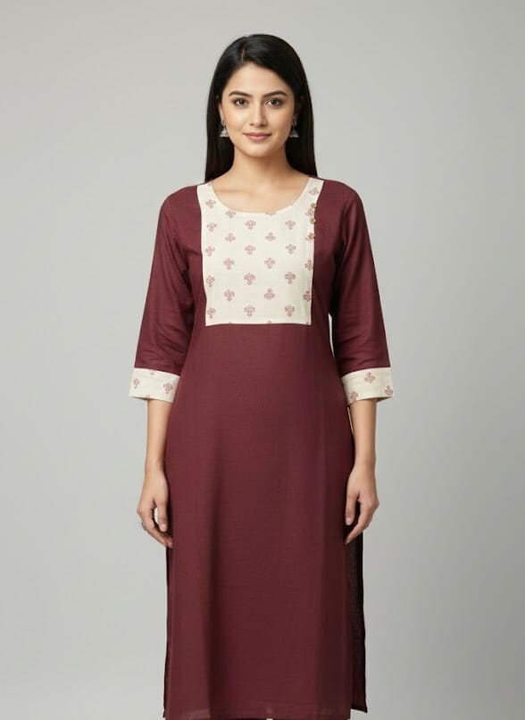 Maroon plain casual wear kurti