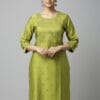 Fem Green Round Neck Casual Wear