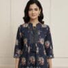 Black And Blue Flower Print Short Kurti