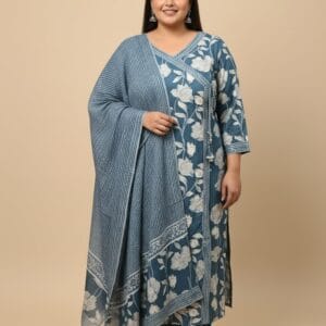 Plus Size Foral Set Kurti