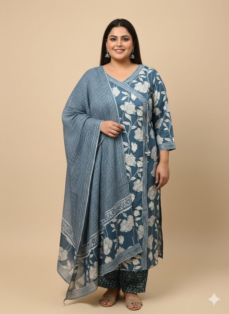 Plus Size Foral Set Kurti