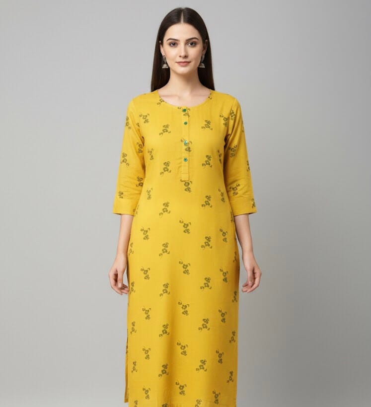 Amber Leaf Print Casual Kurti