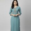 Plain Blue Daily Wear Kurti