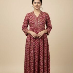 Printed V-Neck Anarkali kurti
