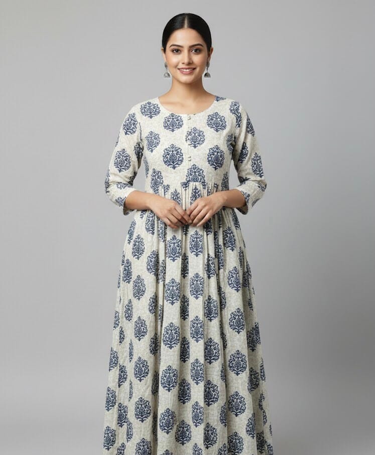 Floral Cotton Anarkali Kurti