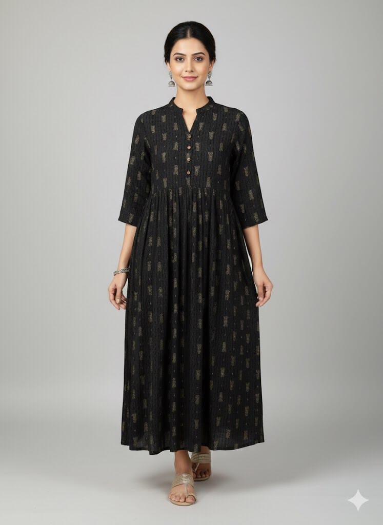 Black Casual Anarkali Kurti