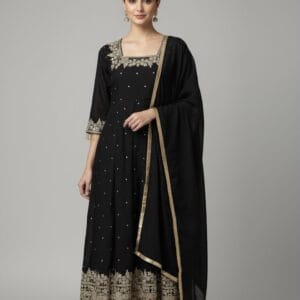 Black Embroidered Rich Set Kurti