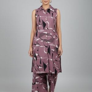 Pasted Violet Sleeveless Co -Ord set