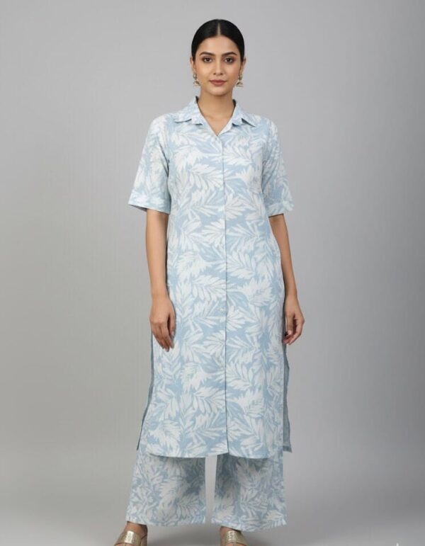 Pasted Blue And White Co-Ord Set