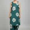 Opal Green And White Sleeveless Co-Ord set