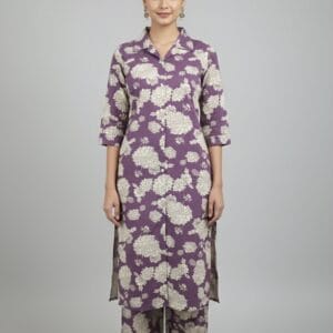 Purple And White Floral Co-Ord Set