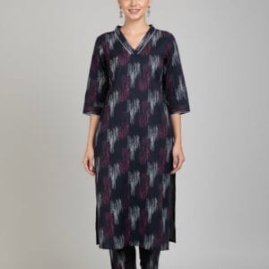 Dark Blue V-Neck Co-Ord Set