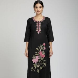 Black Embroidered Casual Wear