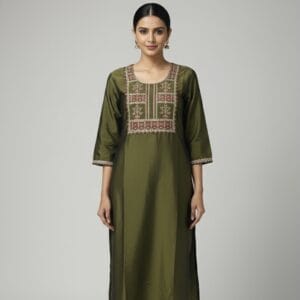 Bracken Green Embroidered Casual Wear